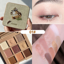 Load image into Gallery viewer, 9 Colors Animal Embroidery Eyeshadow Palette Matte Glitter Cute Eyeshadow Makeup Palette Long-lasting Nude Eye Pigments