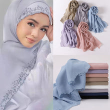 Load image into Gallery viewer, Fashion Silky Satin Turbans For Women Plain Lace Head Scarf For Ladies Elegant Shawl Muslim Scarves Head Wraps