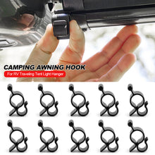Load image into Gallery viewer, 10Pcs Multi-use Caravan Camping Awning Hook Clips Camper String Light Rope Clamp Tent Hooks For RV Traveling Tent Light Hanger