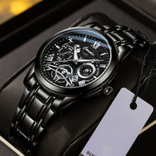 Load image into Gallery viewer, Retro Steel Band Round Dial Watch Quartz Watch Casual Men Fashion Hollow Out Luminous Waterproof Calendar Wristwatch