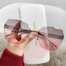 Load image into Gallery viewer, Frameless Cut Edge Sunglasses Dual Color Gradient Summer Beach Sunglasses Fashion Women's Windproof Driving Glasses