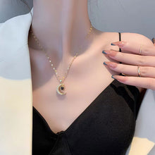 Load image into Gallery viewer, Diamond Moon Projection Necklace In 100 Languages I Love You Couple Necklace Birthday Gift Women Elegant Necklace