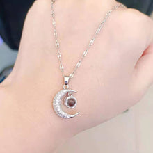 Load image into Gallery viewer, Diamond Moon Projection Necklace In 100 Languages I Love You Couple Necklace Birthday Gift Women Elegant Necklace