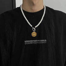 Load image into Gallery viewer, Personalized Smiley Face Pendant with Pearl OT Buckle Necklace for Men Simple Versatile Female Male Choker Necklace