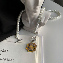 Load image into Gallery viewer, Personalized Smiley Face Pendant with Pearl OT Buckle Necklace for Men Simple Versatile Female Male Choker Necklace
