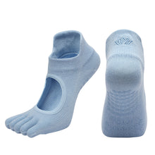 Load image into Gallery viewer, Women Five-Finger Yoga Socks Cotton Non-Slip Breathable Heel Lift Embroidery Backless Sports Toe Socks Fitness Pilates Ballet Equipment