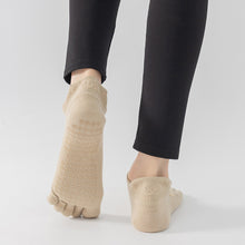 Load image into Gallery viewer, Women Five-Finger Yoga Socks Cotton Non-Slip Breathable Heel Lift Embroidery Backless Sports Toe Socks Fitness Pilates Ballet Equipment