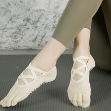 Load image into Gallery viewer, Five-Finger Interlace Yoga Socks Professional Cotton Exercise Short Socks Pilates Ballet Silicone Non-Slip Fitness Equipment