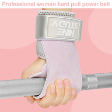 Load image into Gallery viewer, Professional Woman Hard Pull Power Belt Dog Claw Shape Cowhide Wrist Brace Grip Strap Pull-Up Dumbbell Horizontal Bar Fitness Non-Slip Gloves