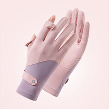 Load image into Gallery viewer, Summer Women's Sunscreen Gloves Flip Finger Anti-Slip Ice Silk Breathable Driving Riding Outdoor UV Protection Gloves