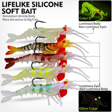 Load image into Gallery viewer, 6G/13G/19G Silicone Luminous Five Section Soft Shrimp Bait With Lead Drop Simulation Broken Section Shrimp Bait Fishing Accessories