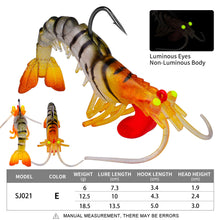 Load image into Gallery viewer, 6G/13G/19G Silicone Luminous Five Section Soft Shrimp Bait With Lead Drop Simulation Broken Section Shrimp Bait Fishing Accessories