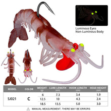 Load image into Gallery viewer, 6G/13G/19G Silicone Luminous Five Section Soft Shrimp Bait With Lead Drop Simulation Broken Section Shrimp Bait Fishing Accessories