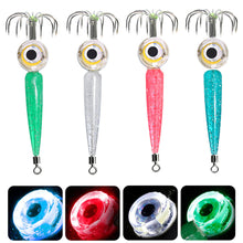 Load image into Gallery viewer, 2# Hook Multi-Color LED Lure Light Squid Style With Umbrella Hook Electroluminescent Underwater Fishing Light