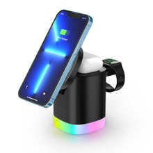 Load image into Gallery viewer, Magnetic Wireless Charger 3 In 1 For Apple Watch iPhone Qi Fast Charging Docking Station RBG Night Light Induction Charger Stand