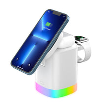 Load image into Gallery viewer, Magnetic Wireless Charger 3 In 1 For Apple Watch iPhone Qi Fast Charging Docking Station RBG Night Light Induction Charger Stand