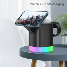 Load image into Gallery viewer, Magnetic Wireless Charger 3 In 1 For Apple Watch iPhone Qi Fast Charging Docking Station RBG Night Light Induction Charger Stand