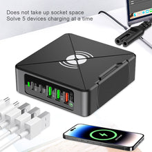 Load image into Gallery viewer, 75W 5 Port Multi USB C PD Charger Quick Charge QC3.0 Type C Fast Charging Travel Power Adapter with Desktop Rotary Stand
