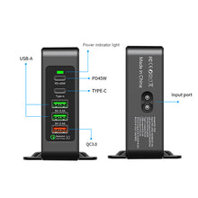 Load image into Gallery viewer, 75W 5 Port Multi USB C PD Charger Quick Charge QC3.0 Type C Fast Charging Travel Power Adapter with Desktop Rotary Stand