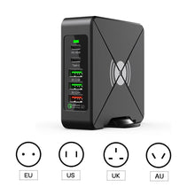 Load image into Gallery viewer, 75W 5 Port Multi USB C PD Charger Quick Charge QC3.0 Type C Fast Charging Travel Power Adapter with Desktop Rotary Stand