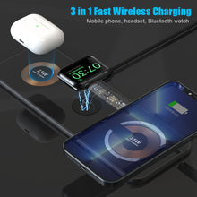 Load image into Gallery viewer, 30W Magnetic Wireless Charger 3 in 1 Stand Dual 15W Pad for iPhone 14 13 12 Pro/Airpod 3/iWatch 8 7 Transparent Qi Fast Chargers