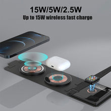 Load image into Gallery viewer, 3 in1 Foldable Wireless Charger For iPhone 13 12 11 For Apple Watch Airpods Pro Wireless Charging Dock Station