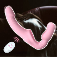 Load image into Gallery viewer, Strapless Strap on Dildo Vibrators for Women Double Head Vibrating Penis Dildo for Lesbian Erotic Adult Sex Toys for Couples 18+