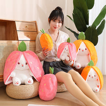 Load image into Gallery viewer, 1Pc 18/25cm Creative Funny Doll Carrot Rabbit Plush Toy Stuffed Soft Bunny Hiding in Strawberry Bag Toys for Kids Birthday Gift