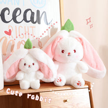 Load image into Gallery viewer, 1Pc 18/25cm Creative Funny Doll Carrot Rabbit Plush Toy Stuffed Soft Bunny Hiding in Strawberry Bag Toys for Kids Birthday Gift