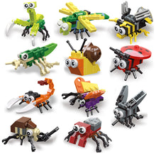Load image into Gallery viewer, Mini Insects Building Blocks Classical Ladybug Snail Dragonfly Butterfly Beetle Bricks Animal Toys Educational For Kids Children's Gifts