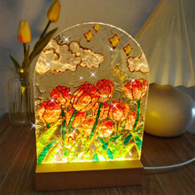 Load image into Gallery viewer, DIY Painting for Acrylic Plate Glass Painting Bedroom Decoration Water Ripple Shape Creative Atmosphere Tulip Night Light Led Lamp