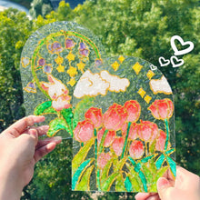Load image into Gallery viewer, DIY Painting for Acrylic Plate Glass Painting Bedroom Decoration Water Ripple Shape Creative Atmosphere Tulip Night Light Led Lamp