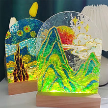 Load image into Gallery viewer, DIY Painting for Acrylic Plate Glass Painting Bedroom Decoration Water Ripple Shape Creative Atmosphere Tulip Night Light Led Lamp