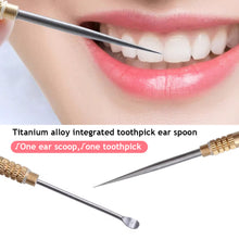Load image into Gallery viewer, Multifunctional Integrated Design Ear Spoon Toothpick Combination Pure Brass Toothpick Ear Spoon Stronger Than Dental Floss Tool