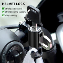 Load image into Gallery viewer, Motorcycle Helmet Lock Anti-Theft Helmet Security Lock Metal 20mm-28mm Black with 2 Keys and Hook