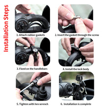 Load image into Gallery viewer, Motorcycle Helmet Lock Anti-Theft Helmet Security Lock Metal 20mm-28mm Black with 2 Keys and Hook