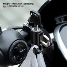 Load image into Gallery viewer, Motorcycle Helmet Lock Anti-Theft Helmet Security Lock Metal 20mm-28mm Black with 2 Keys and Hook