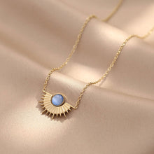 Load image into Gallery viewer, Natural Elliptical Titanium Steel Sunflower Necklace with Stainless Steel Rhinestone Pendant Collarbone Chain Collar