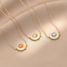 Load image into Gallery viewer, Natural Elliptical Titanium Steel Sunflower Necklace with Stainless Steel Rhinestone Pendant Collarbone Chain Collar