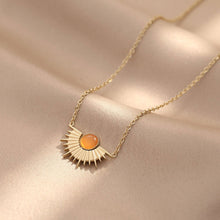 Load image into Gallery viewer, Natural Elliptical Titanium Steel Sunflower Necklace with Stainless Steel Rhinestone Pendant Collarbone Chain Collar
