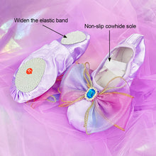 Load image into Gallery viewer, Colorful Bow Dance Shoes Princess Style Dream Soft Soled Ballet Shoes Free Lace-Up Children's Body Exercise Cat Claw Shoes
