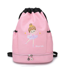 Load image into Gallery viewer, Children's Dance Backpack Shoes Little Girl Embroidery Large Capacity Drawstring Bag Ballet Latin Chinese Dance Supplies