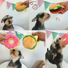Load image into Gallery viewer, Plush Burgers Chips Dog Toy Dog Chewing Squeaky Toy Press Sound Squeak Pet Teeth Training Molar Toys Dog Chew Toy with Squeaker