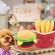 Load image into Gallery viewer, Plush Burgers Chips Dog Toy Dog Chewing Squeaky Toy Press Sound Squeak Pet Teeth Training Molar Toys Dog Chew Toy with Squeaker