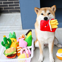 Load image into Gallery viewer, Plush Burgers Chips Dog Toy Dog Chewing Squeaky Toy Press Sound Squeak Pet Teeth Training Molar Toys Dog Chew Toy with Squeaker