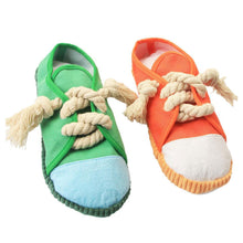 Load image into Gallery viewer, Imitation Canvas Shoes Pet Dog Bite Toy Teeth Training Molar Toys Puppy Sound Squeak Soft Chew Toy for Small Large Dogs Bite Resistant