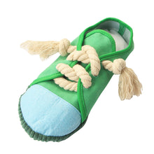 Load image into Gallery viewer, Imitation Canvas Shoes Pet Dog Bite Toy Teeth Training Molar Toys Puppy Sound Squeak Soft Chew Toy for Small Large Dogs Bite Resistant