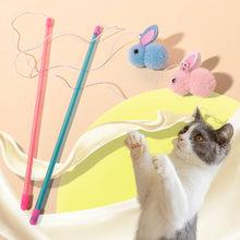 Load image into Gallery viewer, Funny Feather Cat Plush Teaser Wand with Bell Pet Interactive Feather Toys Cat Stick Toy for Kitten Catching Toy Playing Teaser Cat Supplies