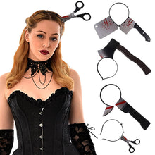 Load image into Gallery viewer, Halloween Horror Props Blood Fake Ax Saws Knife Headband for Halloween Party Masquerade Mischief Props Decoration Kids Toy Gifts