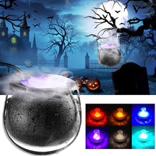 Load image into Gallery viewer, Halloween Witch Pot Smoke Machine Fog Maker Water Fountain Fogger Color Changing Mist Machine Party Prop Halloween Decoration